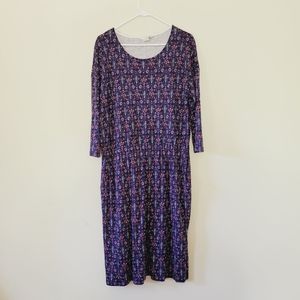 Boden Hettie Dress In Navy Folk Floral Print